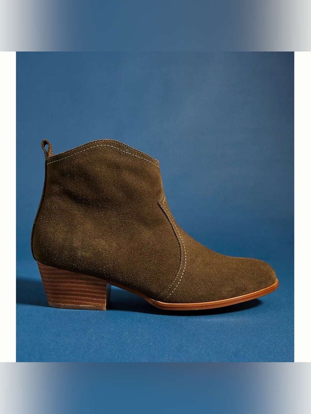 Anthropologie Rodeo Suede Boots Women Sz 40 US 9 Olive Green Booties Western